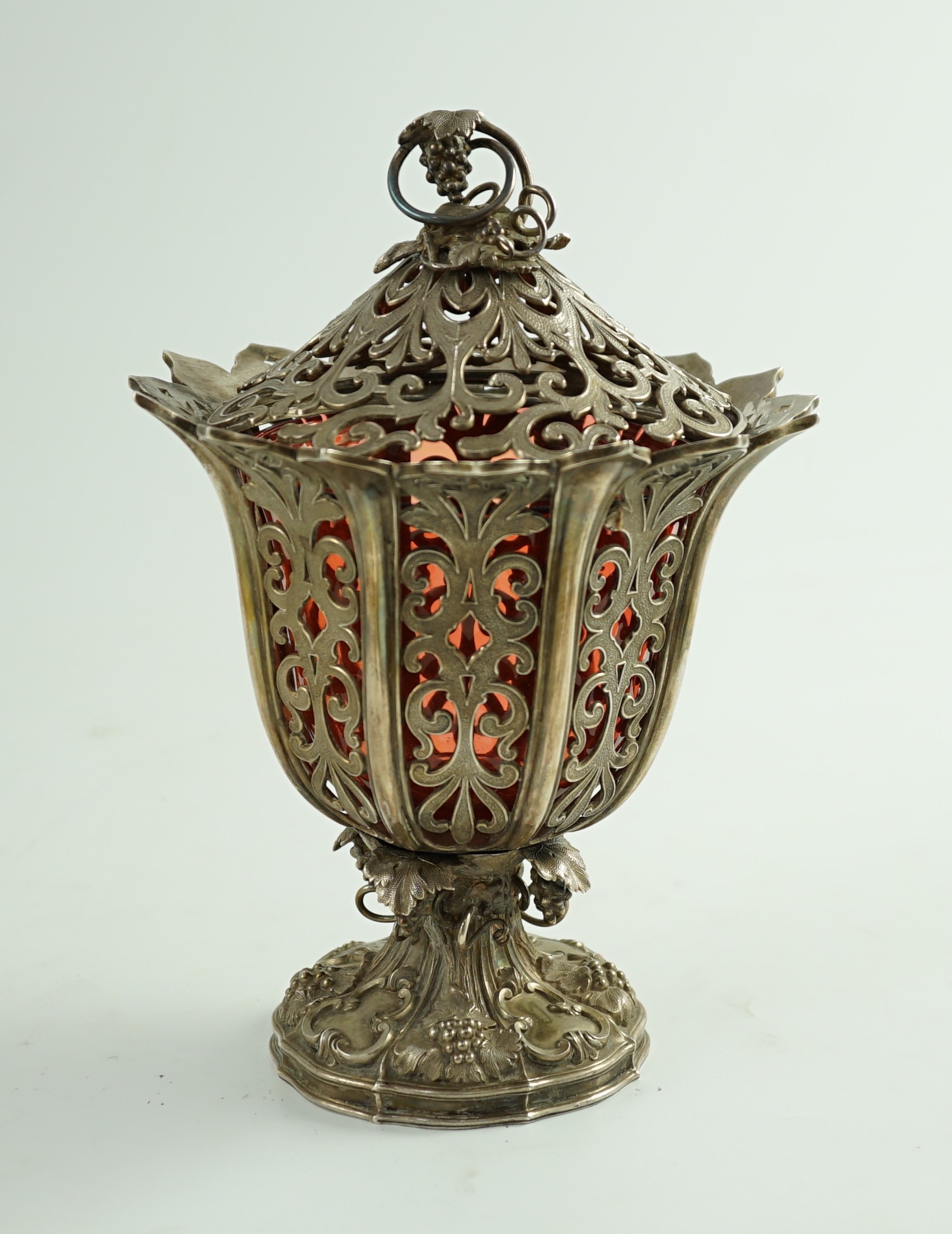 An early Victorian pierced silver sugar vase and cover, by Robinson, Edkins & Aston